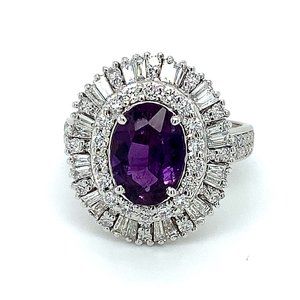 Certified Sapphire 3.20ct Diamonds Platinum Ring